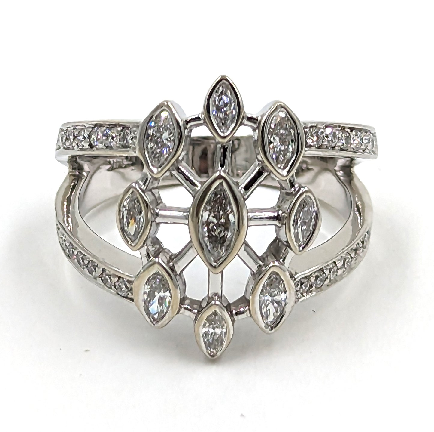 14Kt White Gold Ring with customed setting and diamonds