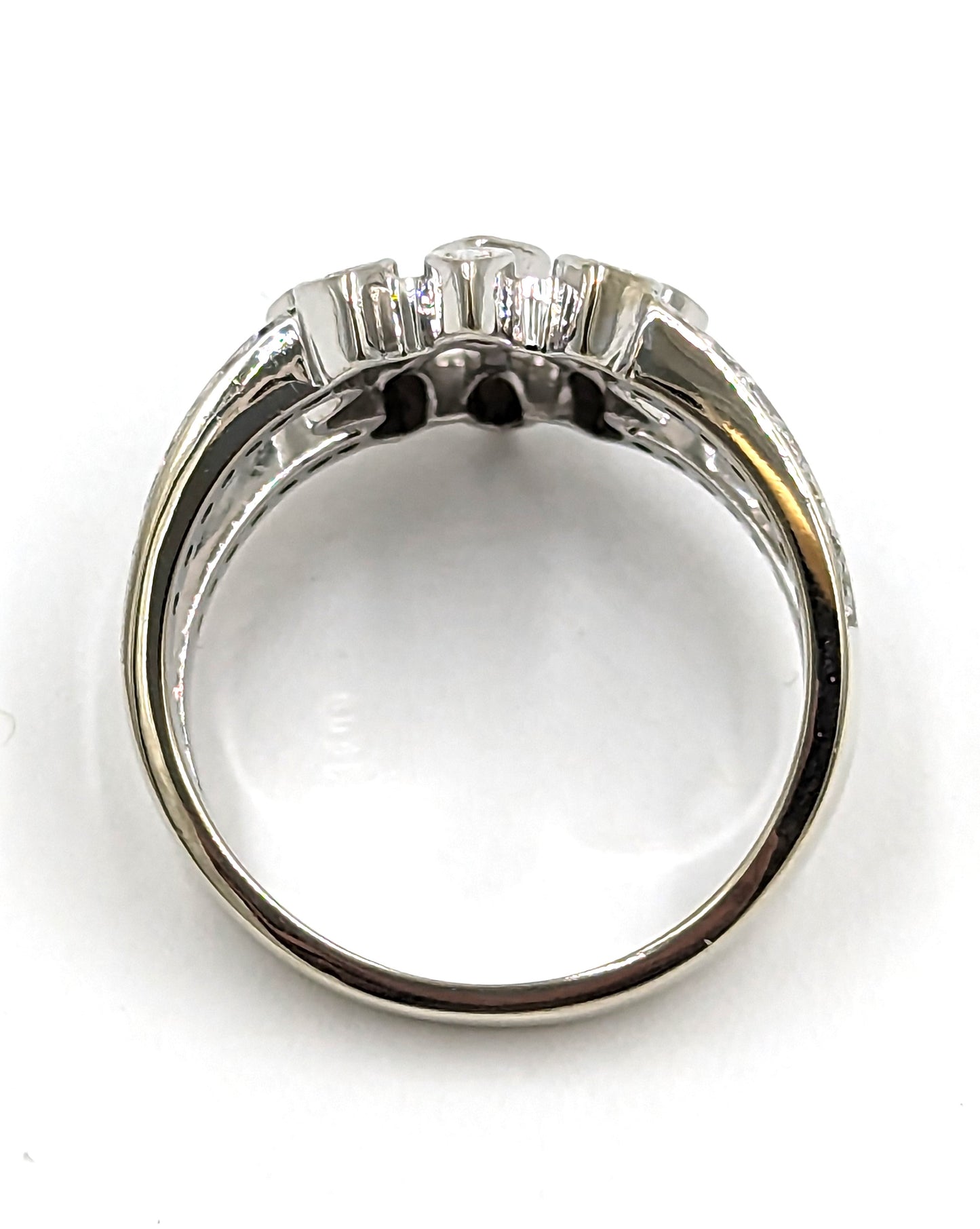 14Kt White Gold Ring with customed setting and diamonds